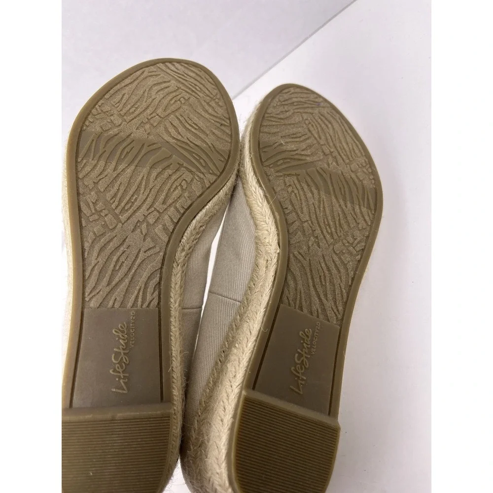 LifeStride‎ Women's Karma Loafer Espadrille Wedges Almond Toe Jute Wrap Sz 5.5